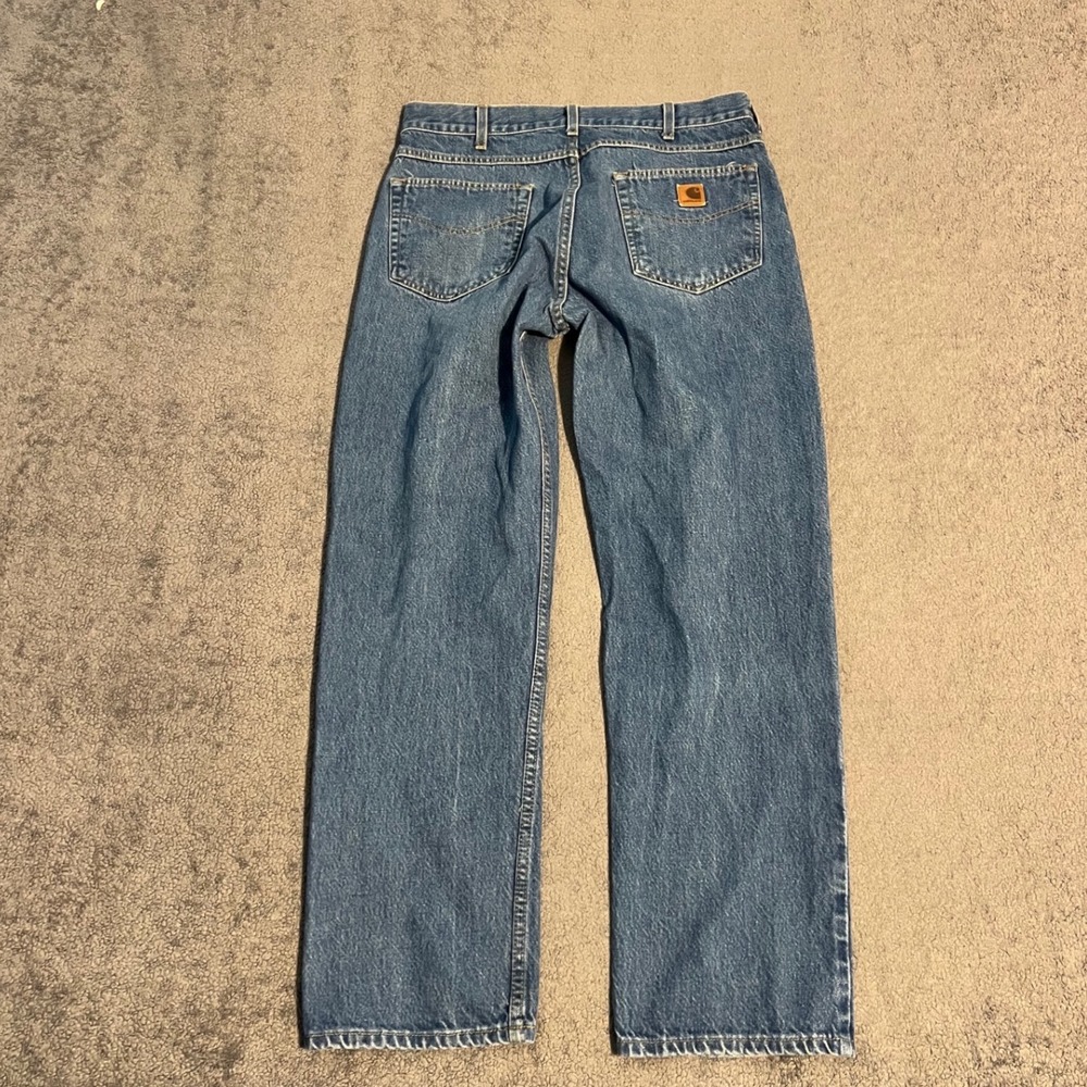 Vintage Carhartt Relaxed Fit Straight Leg Denim Jeans Dark Stone Blue Mens 34x31